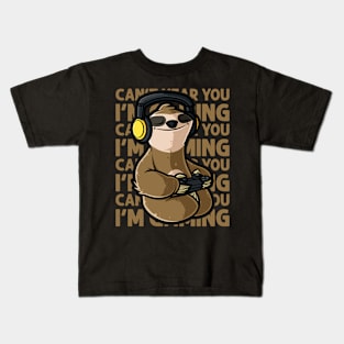 Can't Hear You I'm Gaming - Cute Sloth Gamer graphic Kids T-Shirt